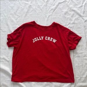 Old Navy Vibrant Holiday Red Crew Neck Tee